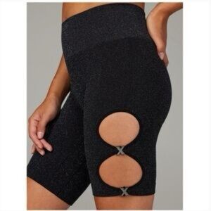 Savage X Fenty Black sparkler Cut-Out Bike Shorts